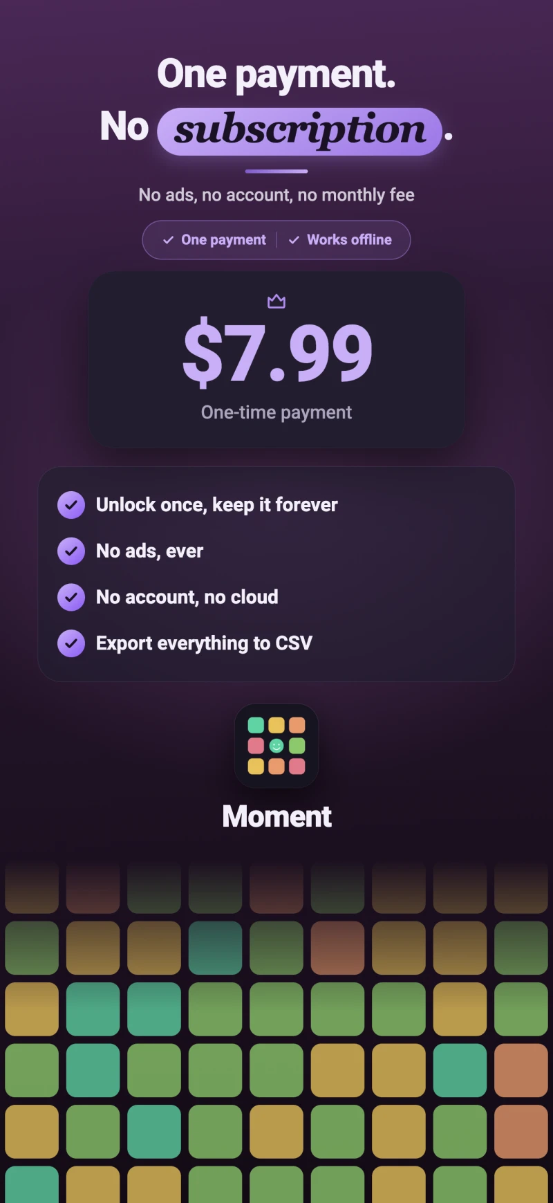 The Moment insights screen - which activities keep showing up on good days