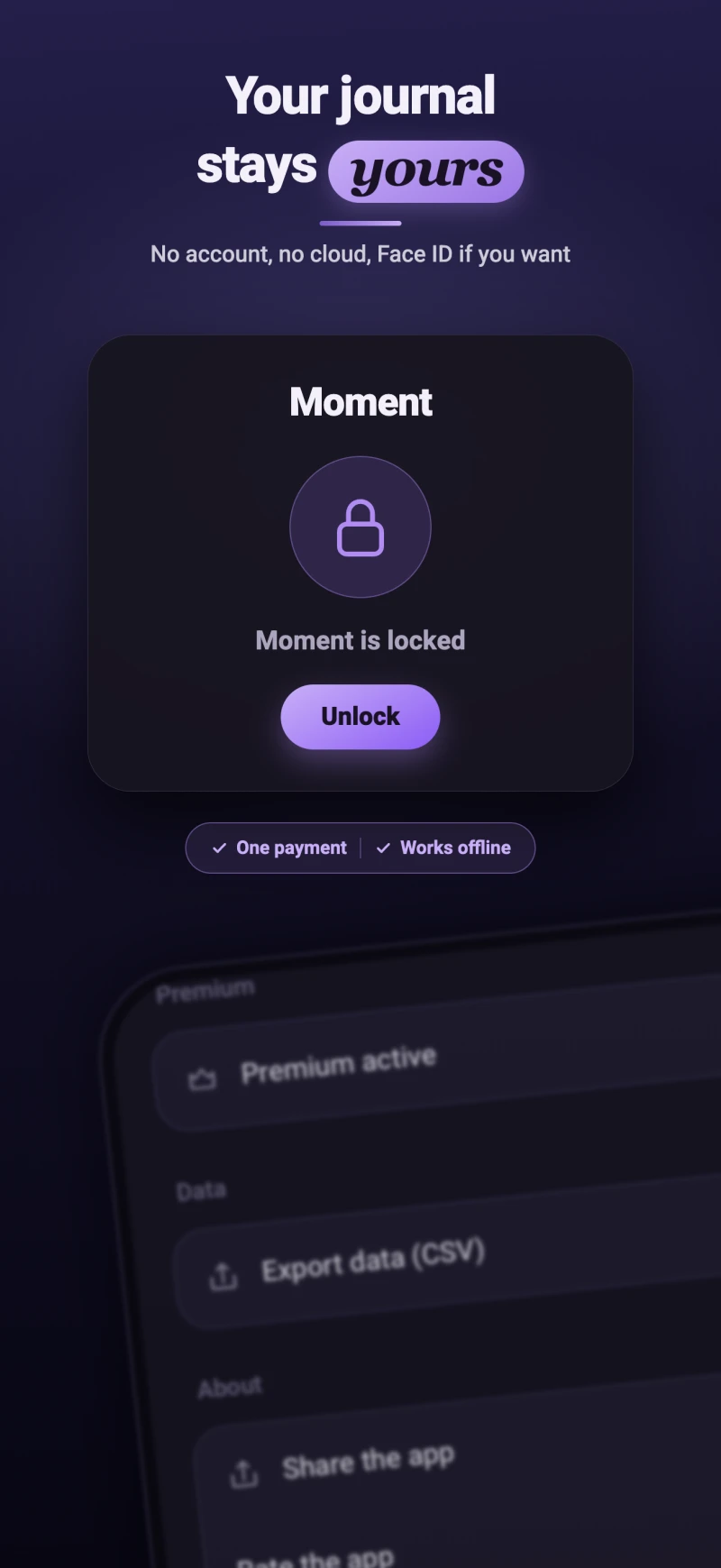 Moment widgets on the home screen